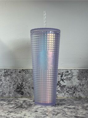 Starbucks Lavender Iridescent Grid Cold Cup 24oz NWT